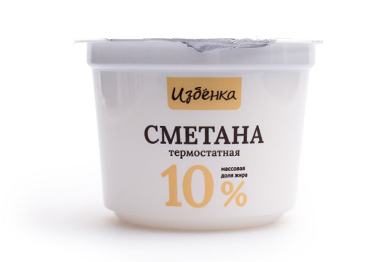 Сметана 10% термостатная Избенка, 250г