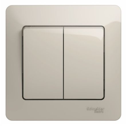 Выключатель двухклавишный с рамкой Systeme Electric Glossa Молоч 10А