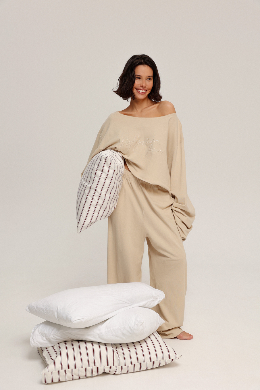 Брюки из пике на тонкой резинке