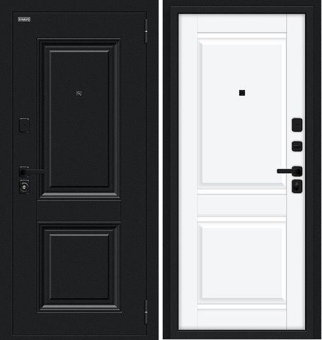Входная дверь в квартиру Браво (Bravo) Некст МФ/SBlack Букле черное/White Silk