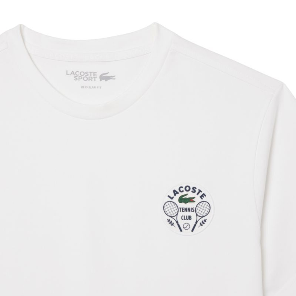 Теннисная футболка Lacoste Ultra Dry Tennis Heritage Badge - white
