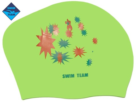 Шапочка для плавания для длинных волос звёзды: KW-S  (Салатовый)