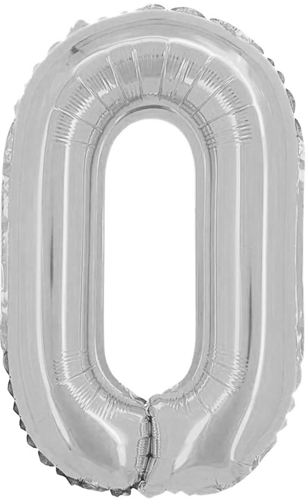 Шар с клапаном (16"/41 см) Мини-цифра, 0, Серебро