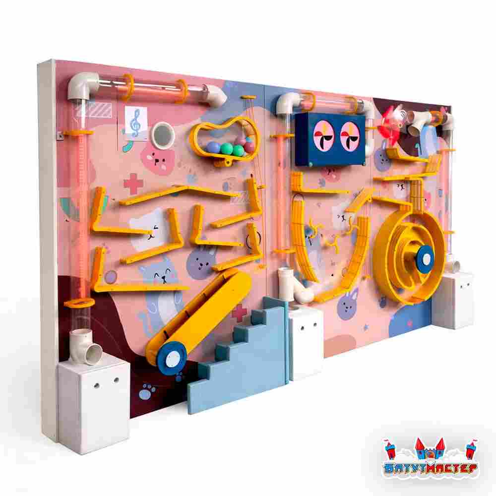 Интерактивная игровая стена «Котолабиринт энергия», 3,5×0,6×1,8 м