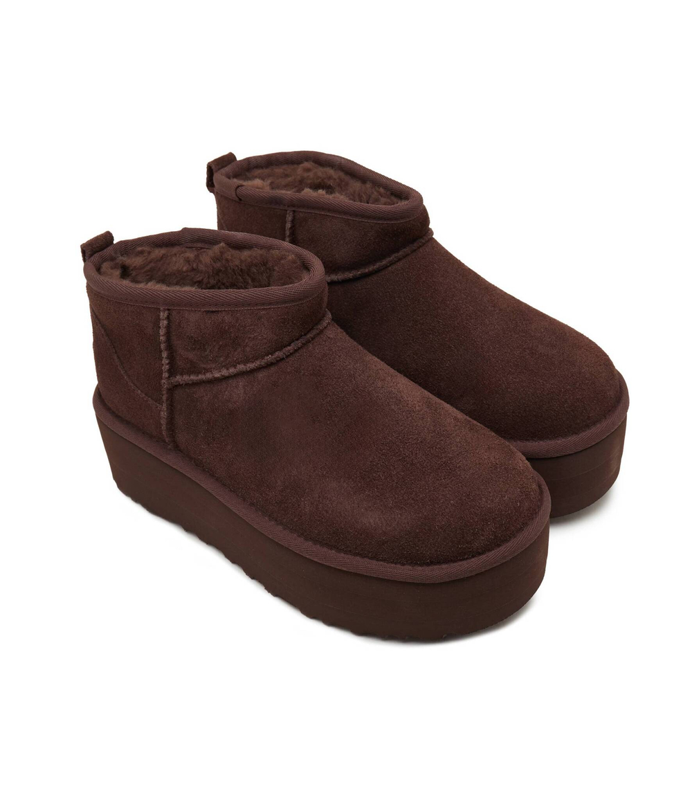 Кожаные угги w classic ultra mini UGG - коричневый(1135092)