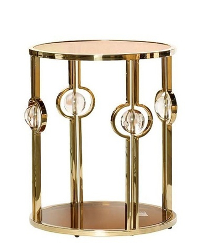 13RXET6034-GOLD Стол журнальный стекло коричн./золото 50*50*60см