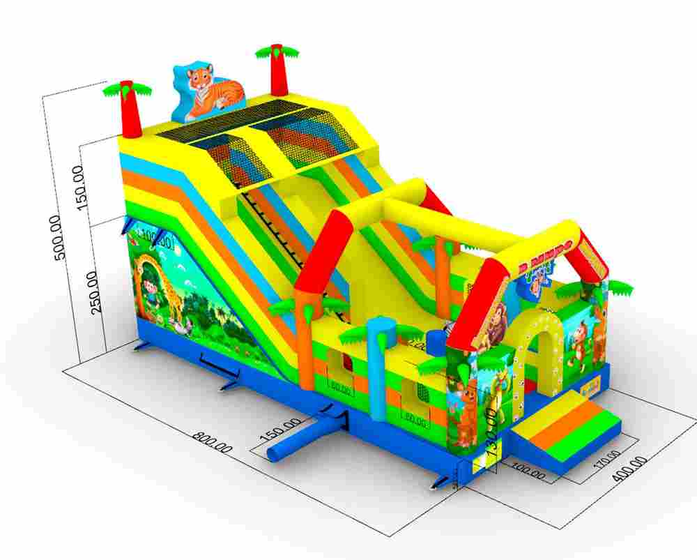 Коммерческий надувной батут «Приключение в мире животных 3», 8*4*5 м.
