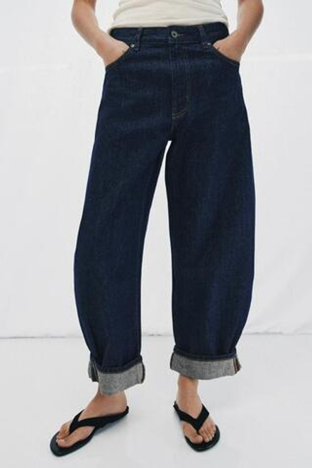 ZARA ДЖИНСЫ BALLOON СО СРЕДНЕЙ ПОСАДКОЙ — ZW COLLECTION, СИНИЙ