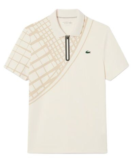 Мужское теннисное поло Lacoste Ultra Dry Printed Slim Fit Tennis - ecru white