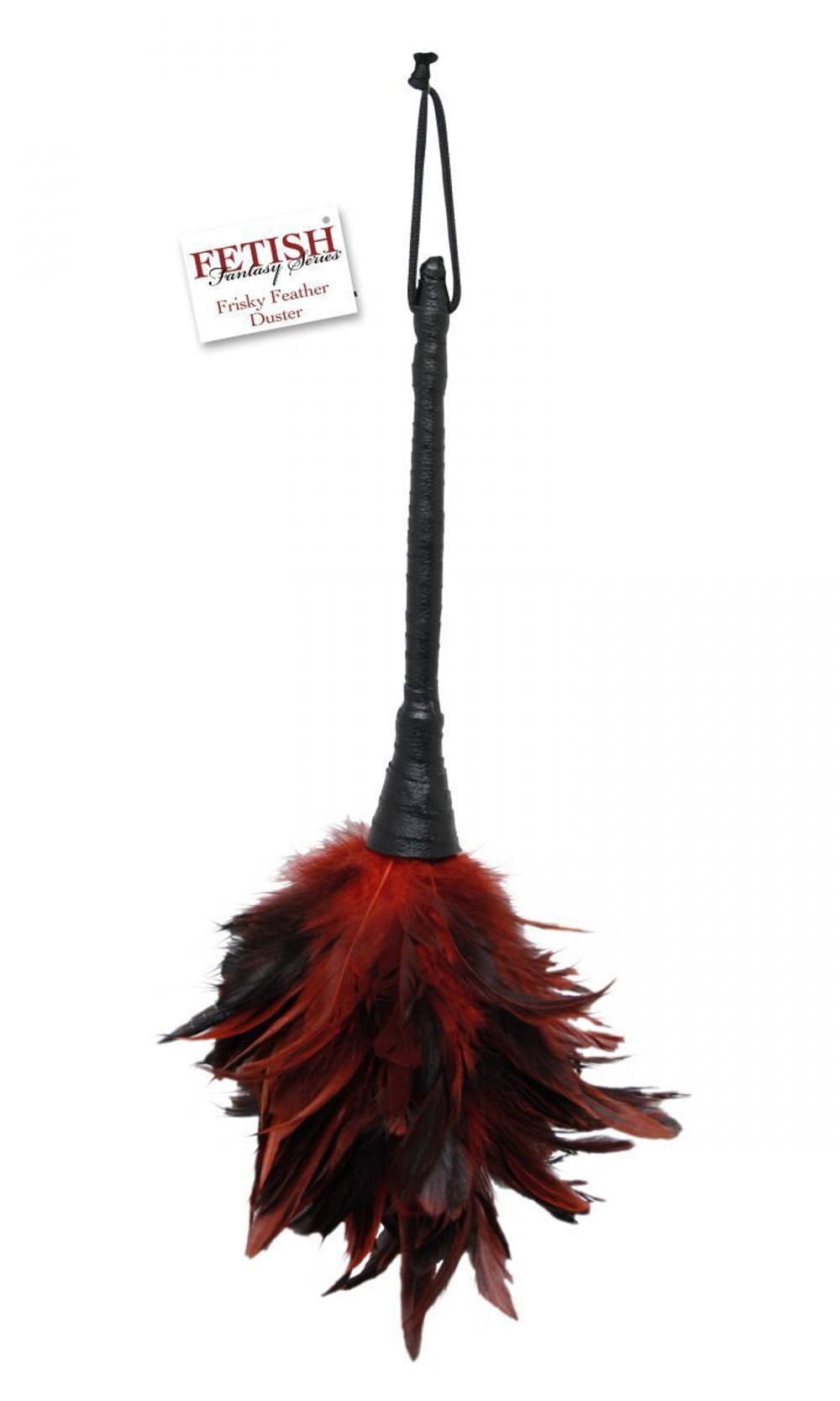 Кисточка с красно-чёрными пёрышками Frisky Feather Duster - 36 см. (Цвет: красный с черным)