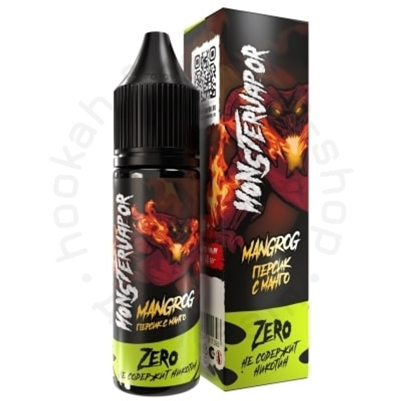 Жидкость MONSTERVAPOR MANGROG с ароматом персика с манго, 0 мг/см³, 30 мл. ZERO.