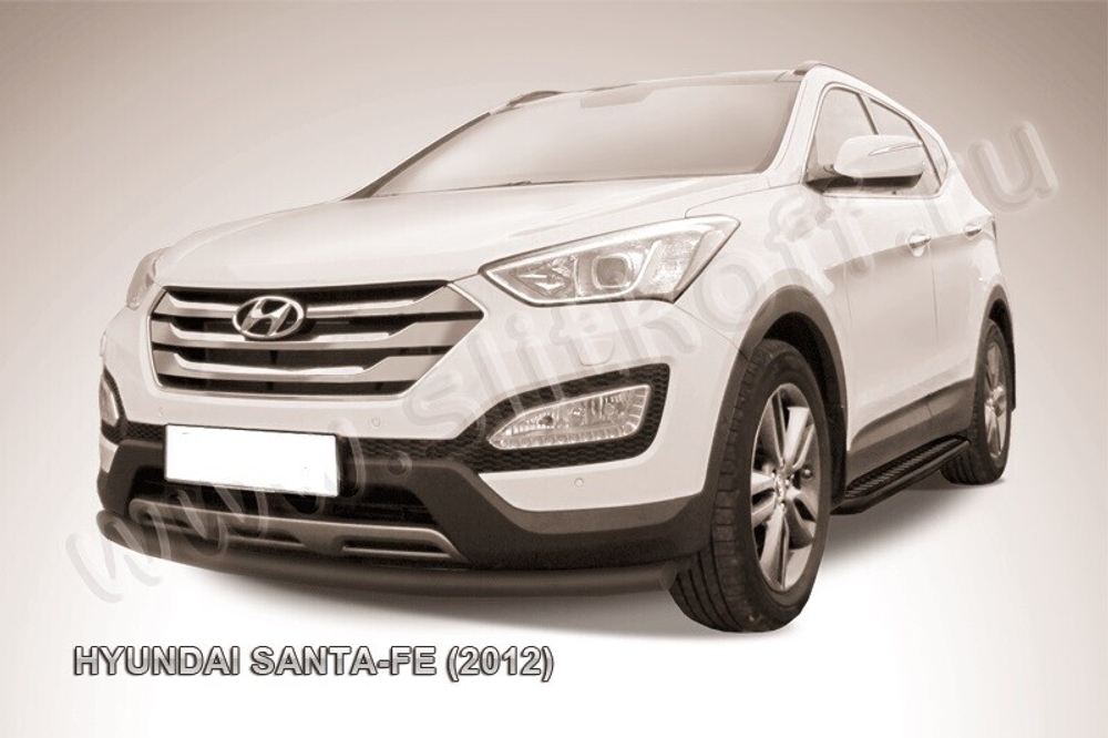 Защита переднего бампера (нержавейка) Hyundai Santa-Fe (2012-2018) d57 (черный)
