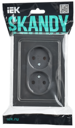 SKANDY Розетка 2-местная без заземления без защитных шторок для плоской вилки 10А SK-R03G стекло графит IEK