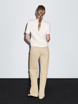 Massimo Dutti Хлопковые джинсы со средней посадкой и широкими штанинами, синий