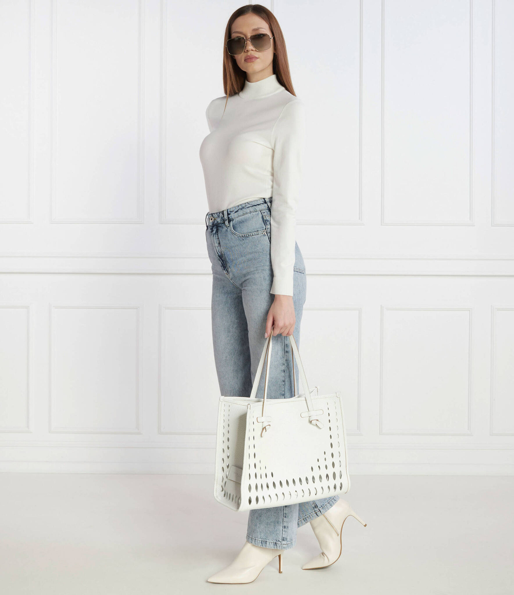 Кожаная сумка-шопер + поясная сумка GIANNI CHIARINI - белый(BS 10830 TKLFOR)