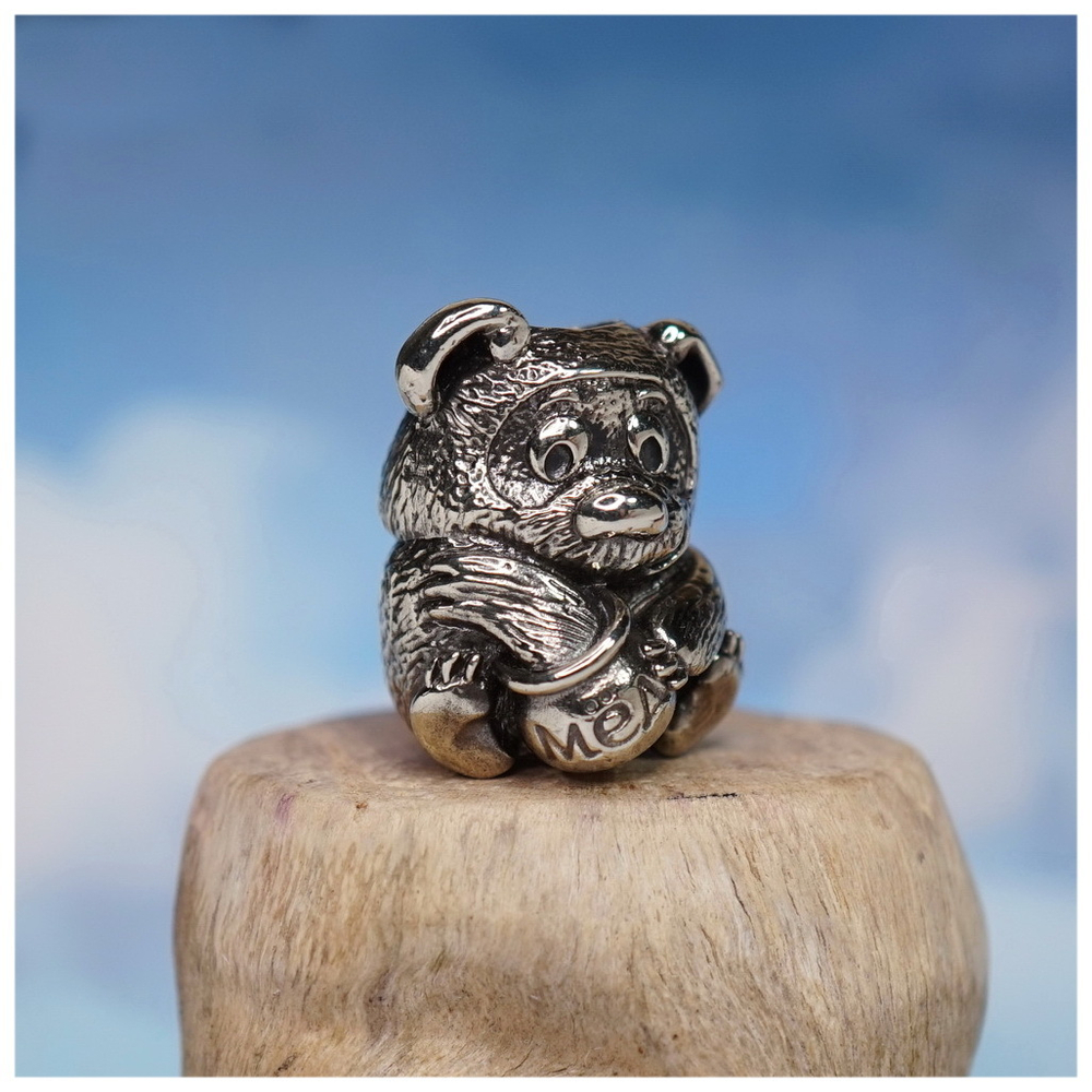 Темлячная бусина "Мишка" для ножей , мельхиор