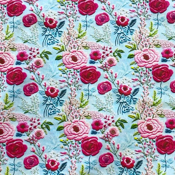 ИМИТАЦИЯ ЦВЕТОЧНОЙ ВЫШИВКИ #11, 100% хлопок Handmade Fabrics 2