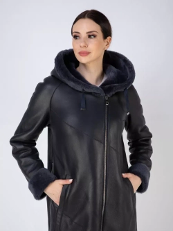 Дубленка зима натуральная удлиненная с капюшоном