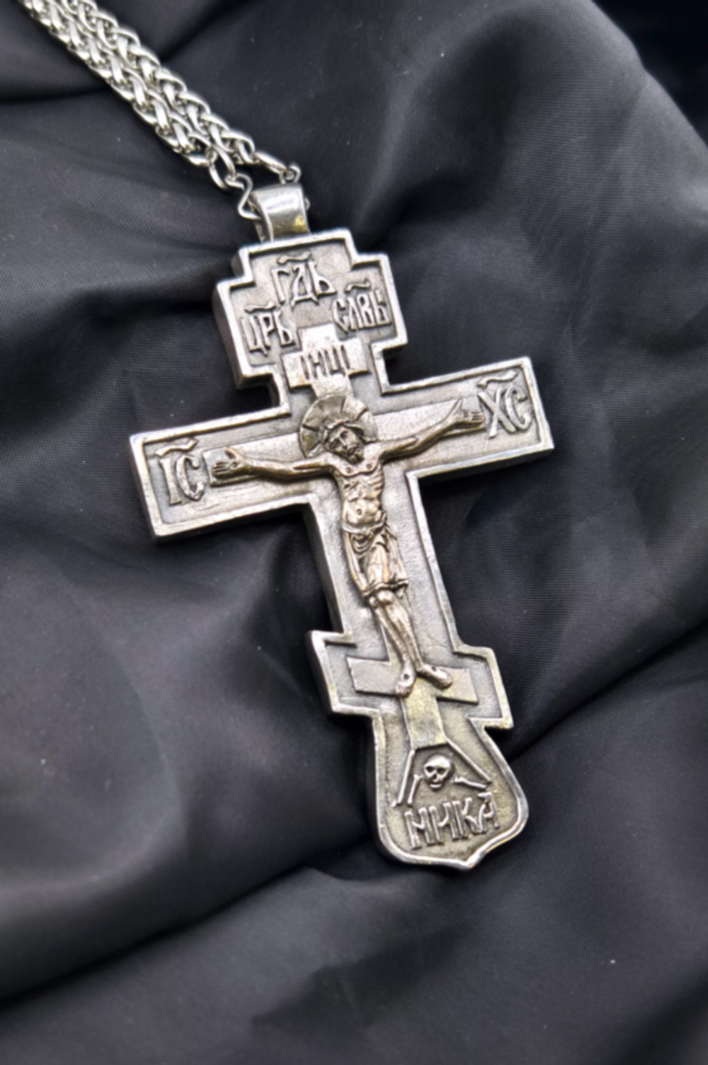 Крест иерейский “Николаевский” с распятием XII век (серебрение)