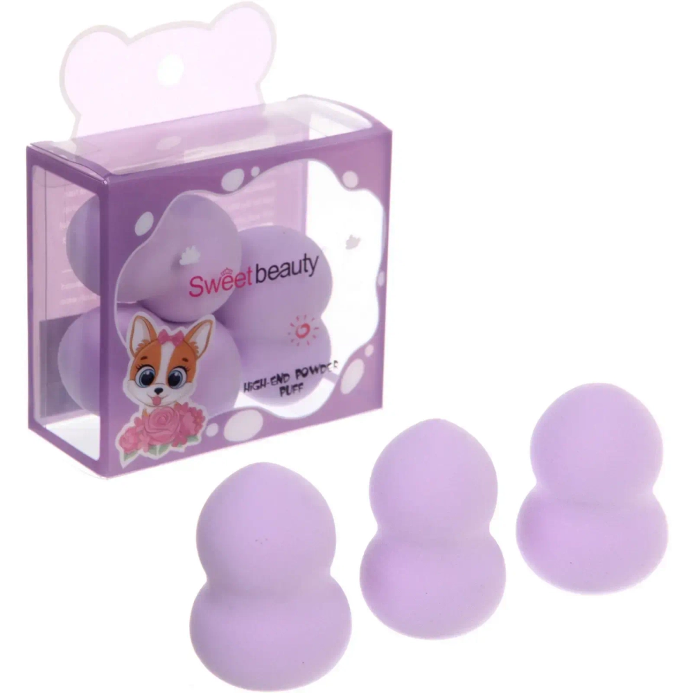 Спонжи для макияжа 3шт «FRIDA», цвет фиолетовый, 9,5*8,5см