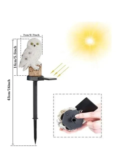 Светильник садовый на солнечной батарее уличный, фигурка садовая Сова, 1 шт.
