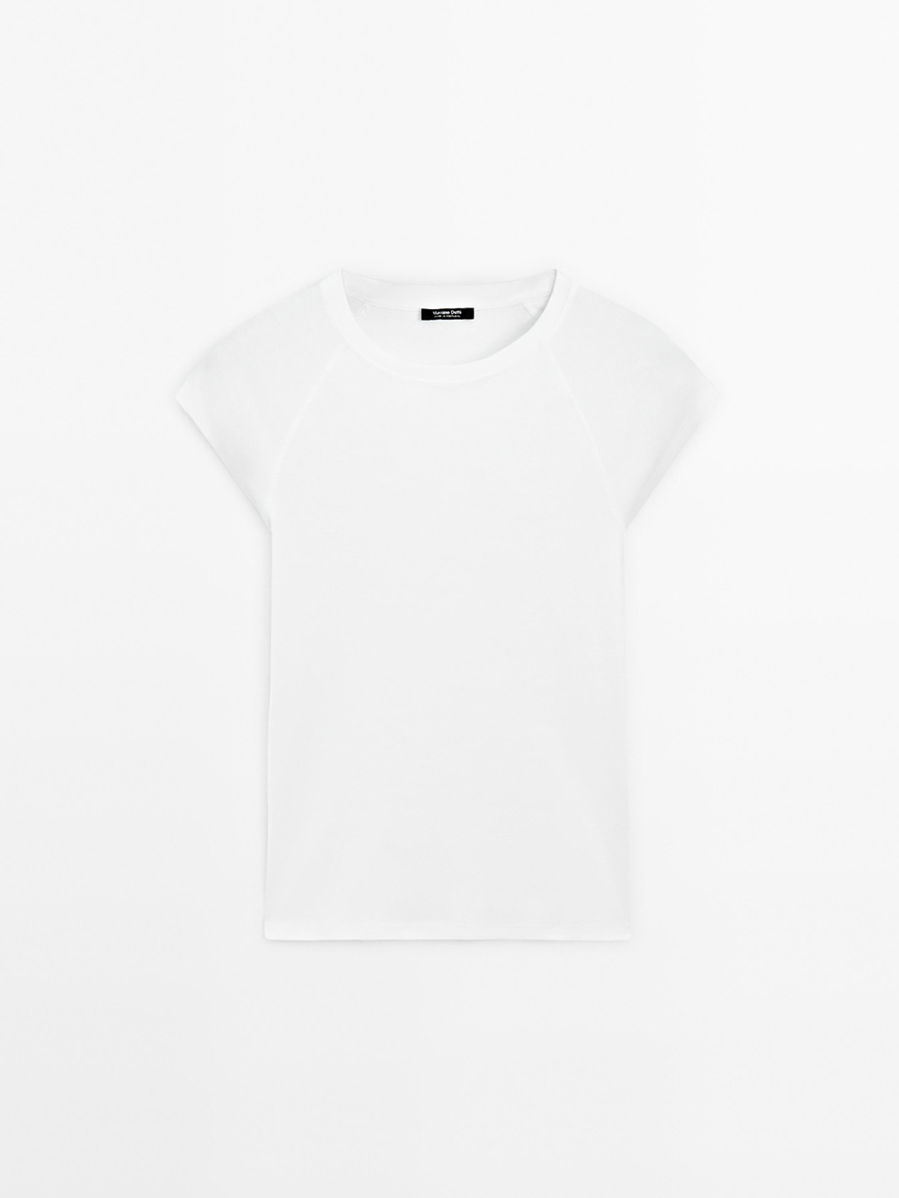 Massimo Dutti Хлопковая футболка с короткими рукавами, белый