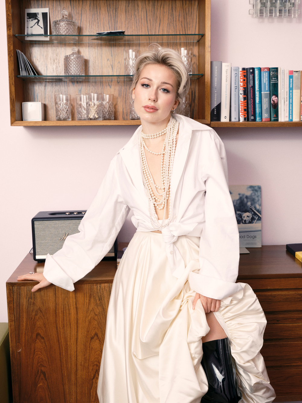 Колье жемчуг майорика разного размера, 3 ряда