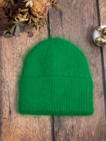 шапка вязаная бини ангора теплая демисезонная с отворотом