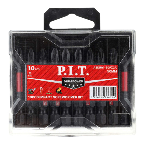Бита ударная магнитная P.I.T. DRUA PZ2x50 мм,IMPACT, торсионная зона, 10 шт, кейс(ASDR01-50PZ2A )
