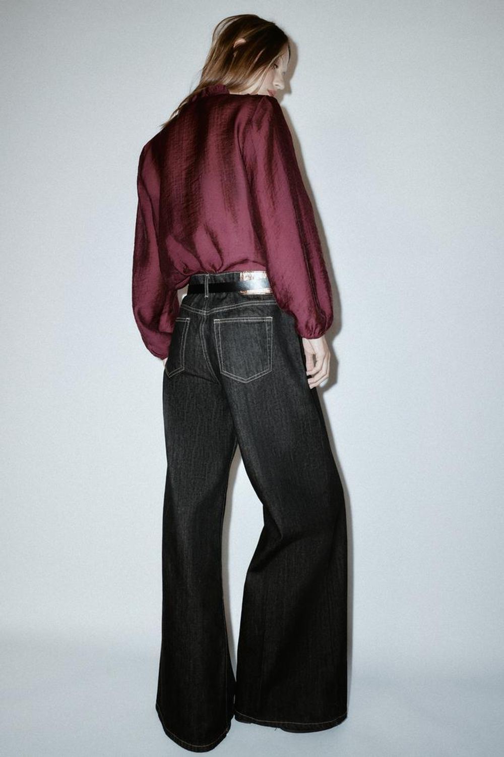 ZARA БЛУЗА С ВОЛАНАМИ, БОРДОВЫЙ