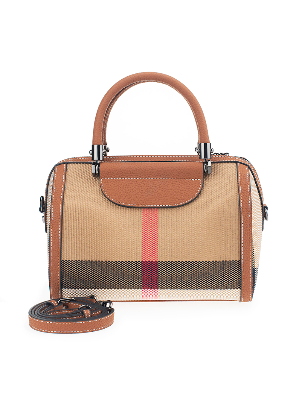 3607BROWN Сумка жен., иск.кожа + текстиль