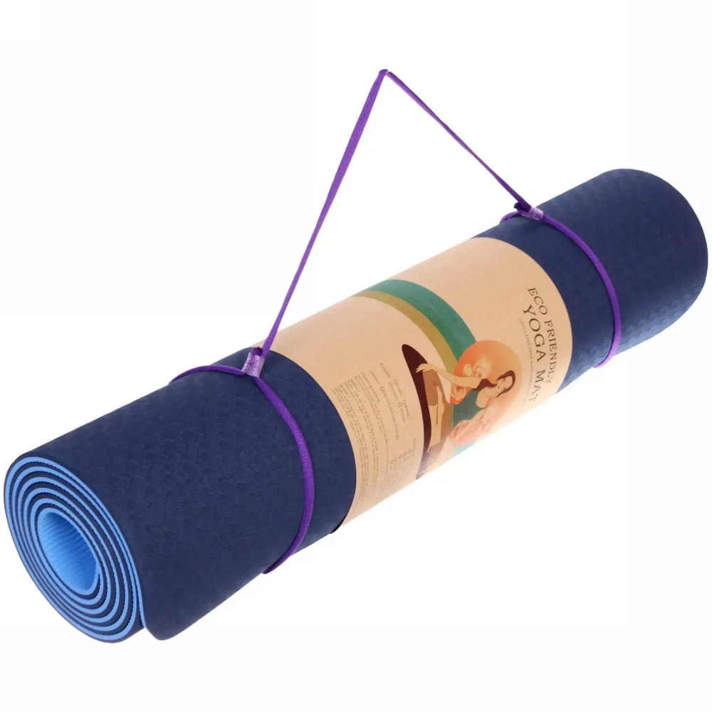 Коврик для йоги 6мм 61*183 см «Гармония» 2х сторонний, голубой/св.голубой