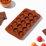 Форма для льда и шоколада 15 ячеек 21,5*11*1,5 см "Сердце" цвет шоколадный