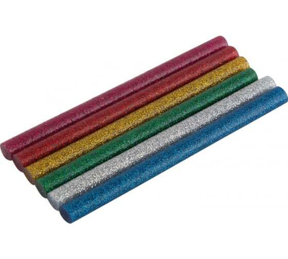 Стержни клеевые цветные, с блестками, 0,7х10см, 6 шт арт.007586