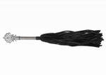 Черная многохвостая плеть с витой ручкой - 63 см.