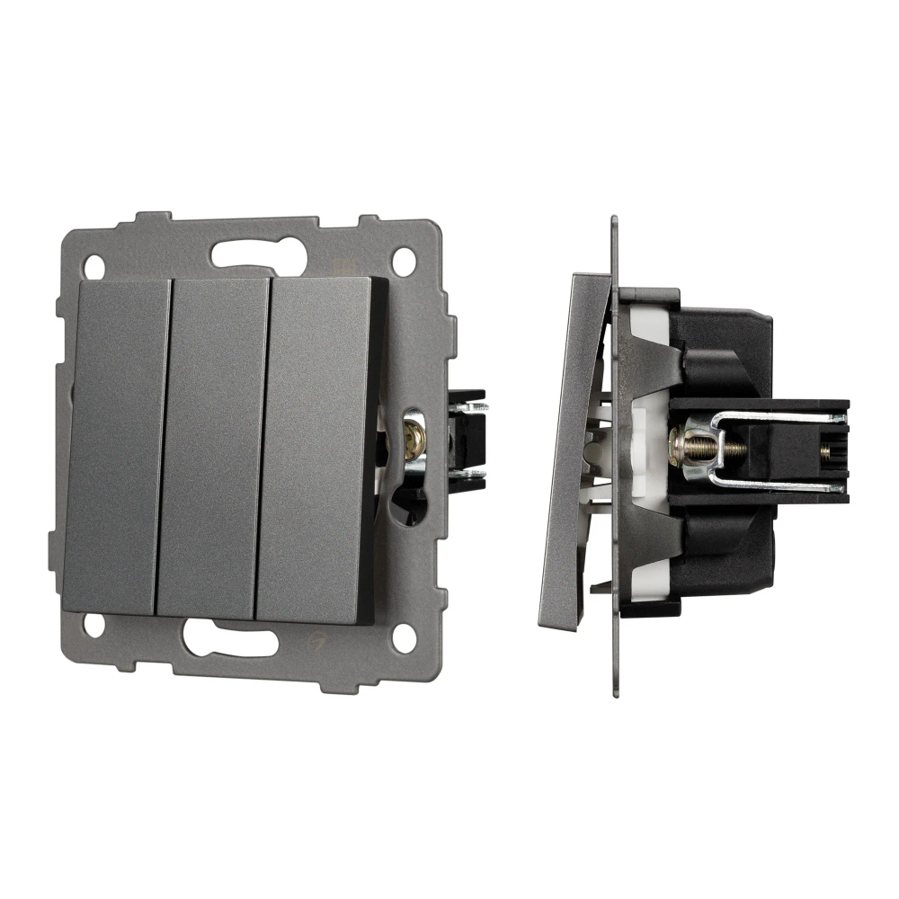 Механизм выключателя трехклавишный непроходной SWT-MK03-PL-GR-V (250V, 10A) (Arlight, -) 049898