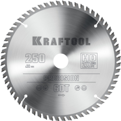KRAFTOOL Precision, 250 х 30 мм, 60Т, пильный диск по дереву (36952-250-30)