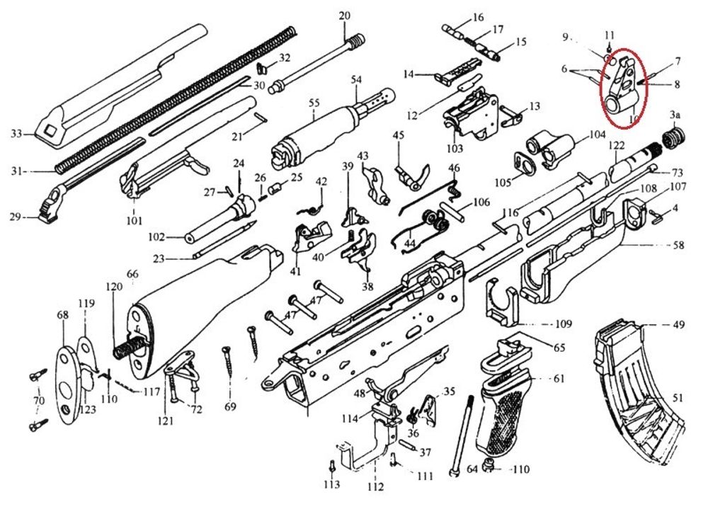 Колодка мушки АК