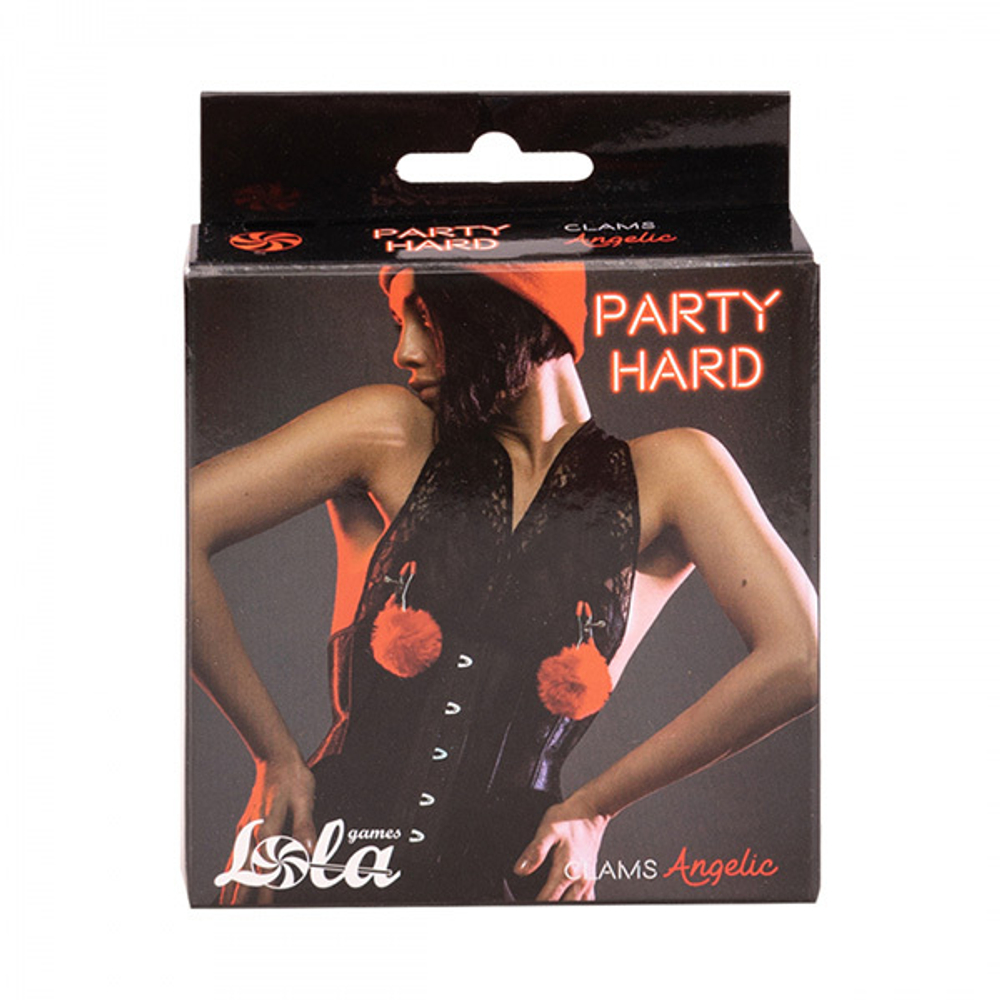 Зажимы на соски с красными меховыми шариками Lola Games Party Hard Clamps Angelic Red 1140-03lola