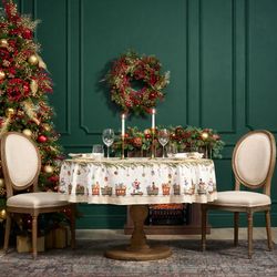 СКАТЕРТЬ ОВАЛЬНАЯ "ЩЕЛКУНЧИК" ,140Х180СМ ,БЕЖЕВЫЙ, 100% ХЛОПОК ,ТВИЛ