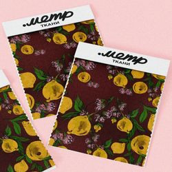 Ткань габардин лимоны на ветке