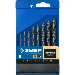 Набор сверл спиральных по дереву (8 шт; 3-10 мм; М-образная заточка) Зубр 29421-H8_z01
