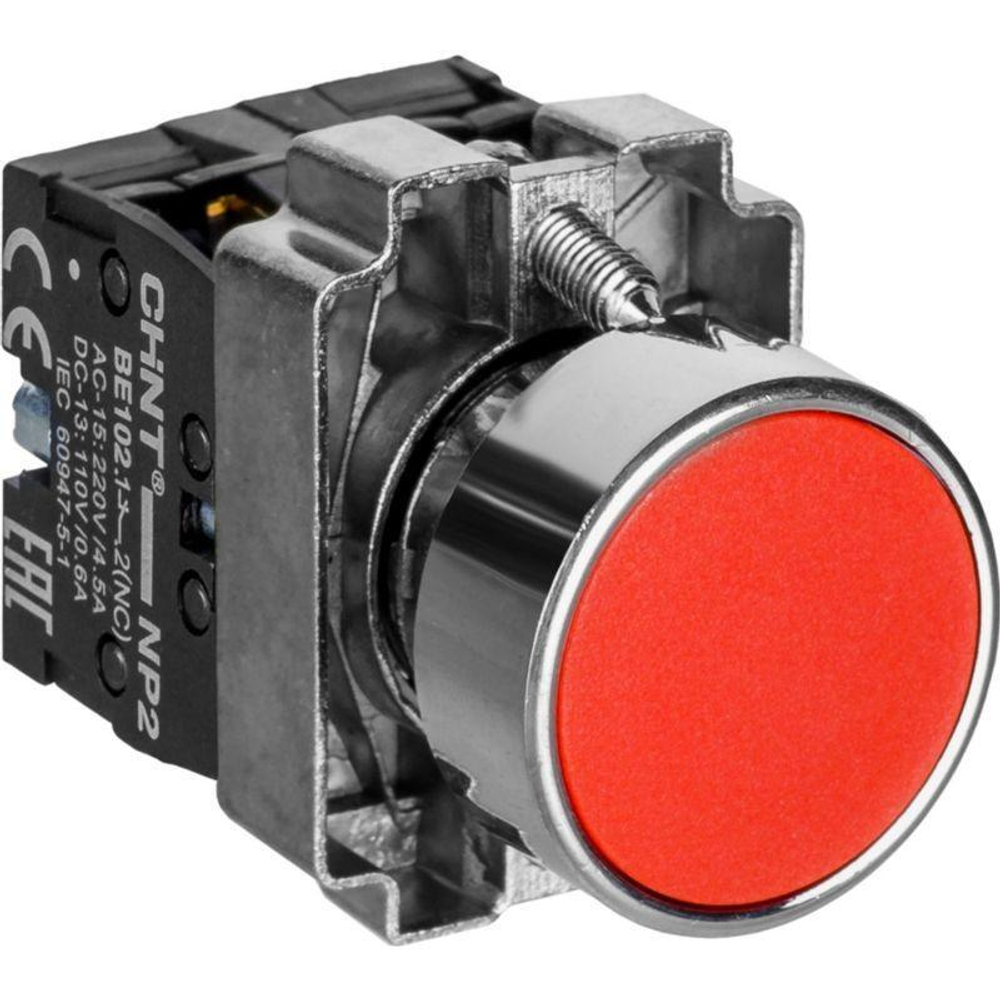 Кнопка управления NP2-BA45 без подсветки красн. 1НЗ +1НО IP40 CHINT 573764