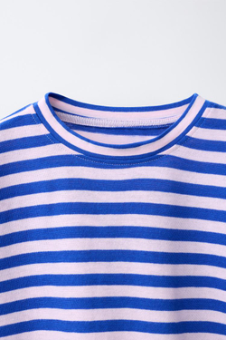 ZARA ФУТБОЛКА В ПОЛОСКУ, СИНИЙ