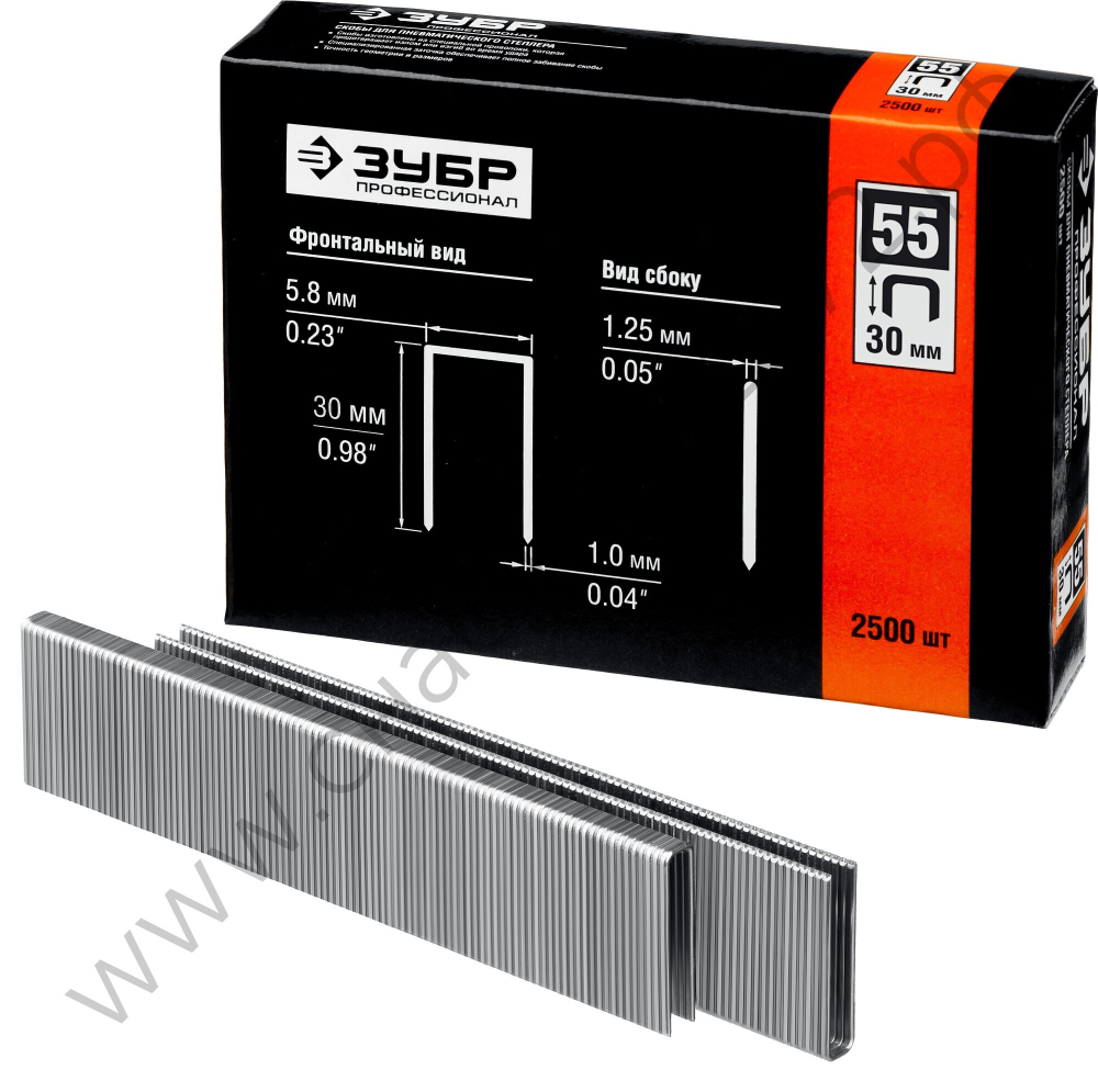ЗУБР тип 18GA (55 / 90 / C) 30 мм, 2500 шт, скобы для степлера (31855-30)