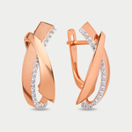 Серьги женские с фианитами из розового золота 585 пробы (арт. 024922-1102)