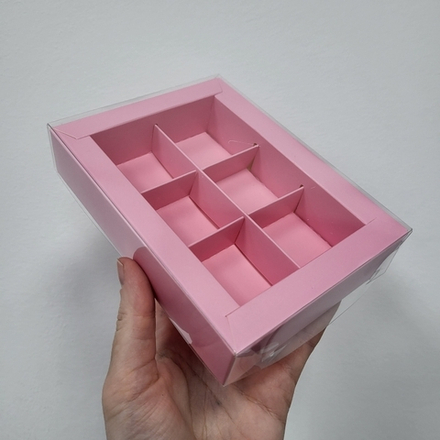 Коробка на 6 конфет РОЗОВАЯ МАТОВАЯ Премиум 15,5*11,5*3 см