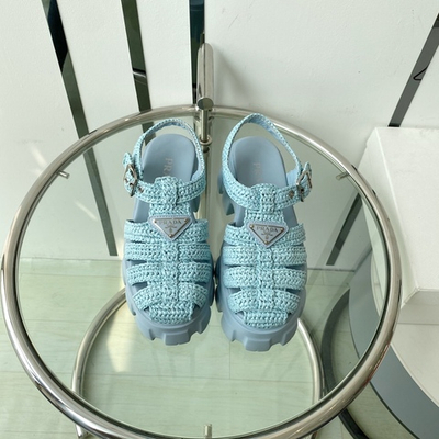 Prada Monolith Crochet Cage Sandals