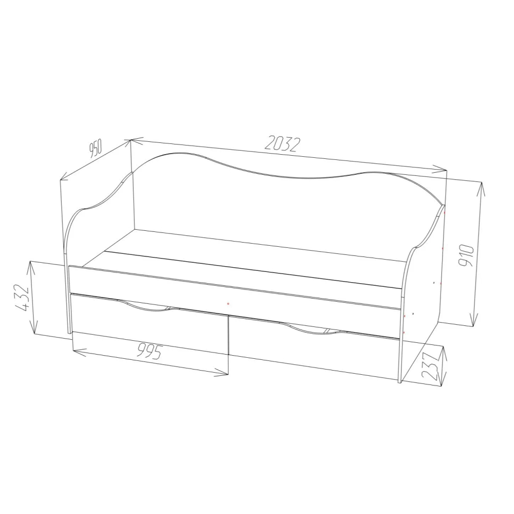 Кровать БОКС 90/2 с ящиками Крафт светлый