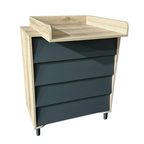 Комод MARCEL (4 ящика, 80см, дуб/графит)